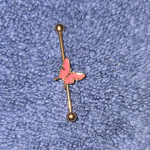Spencer's Jewelry - Pink Butterfly Industrial Barbell